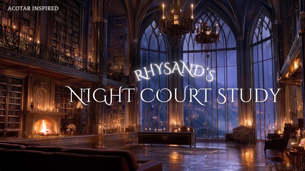 Inside Rhysand&rsquo;s Study at Night 🌙 ACOTAR Cozy Rain Ambience, Fireplace & Deep Focus Study Vibes