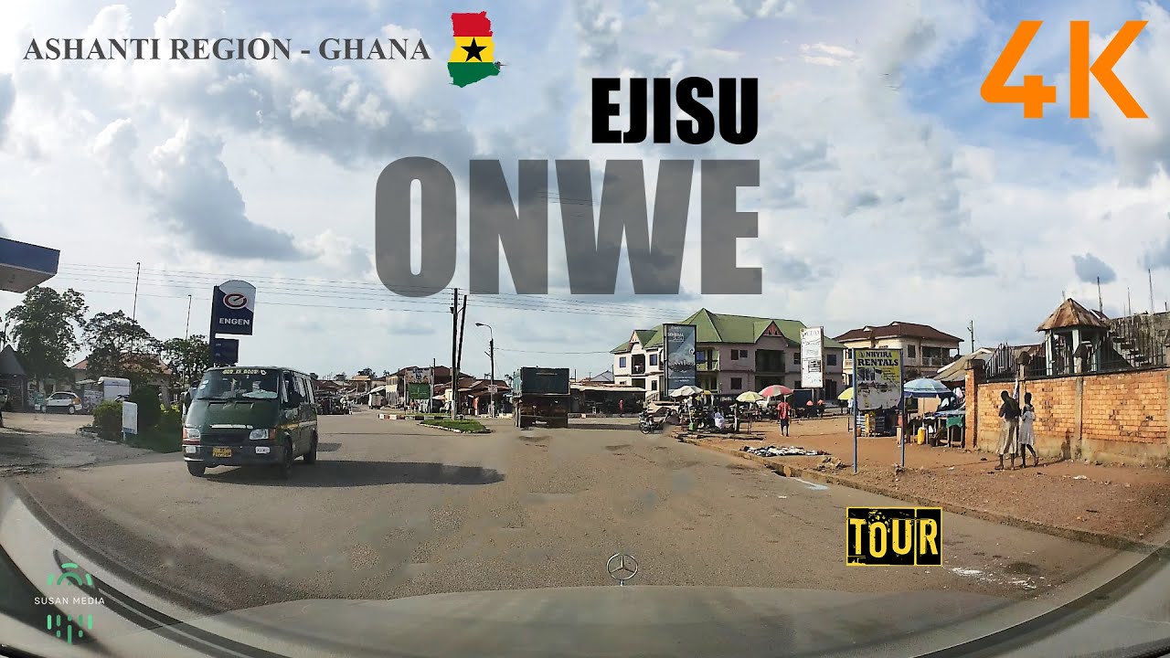 Ejisu Onwe Drive Tour in the Ashanti Region of Ghana 4K