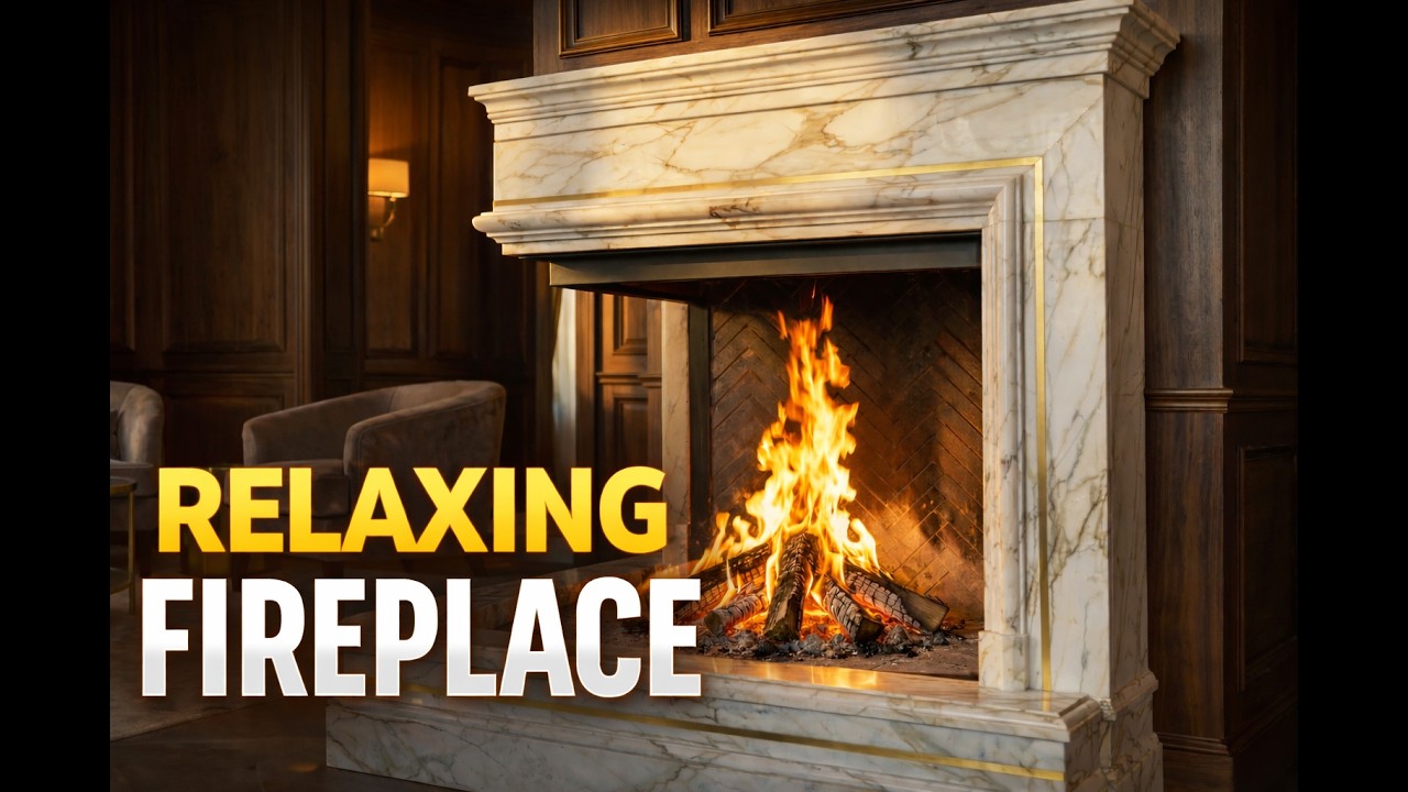Relax by a Luxury Fireplace 🔥 Cozy Fire Sounds for Relaxing, Studying & Deep Sleep (1 Hour)