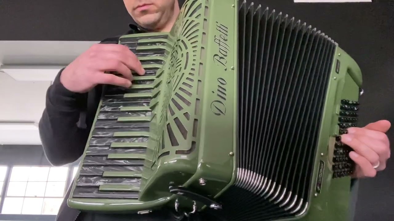 For Sale: New Military Green Dino Baffetti Piano Accordion Studio ll  LMM 34/72 Handmade Reeds #dino