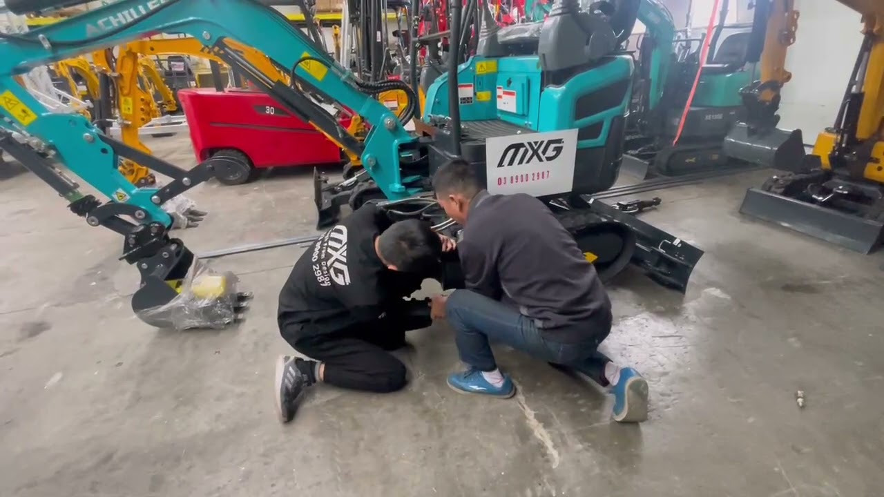How to put the rubber track back for a mini digger/excavator