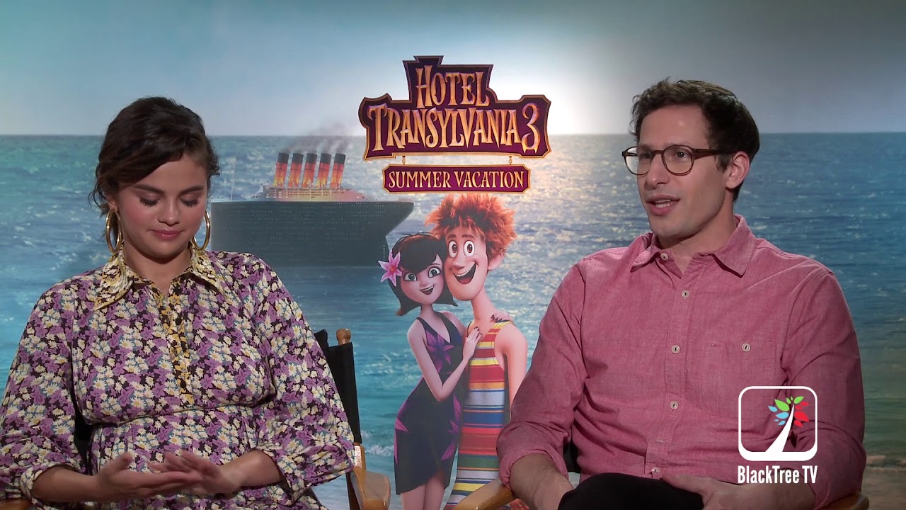 Hotel Transylvania 3 Interview w Selena Gomez and Andy Samberg talk about Families being seperated