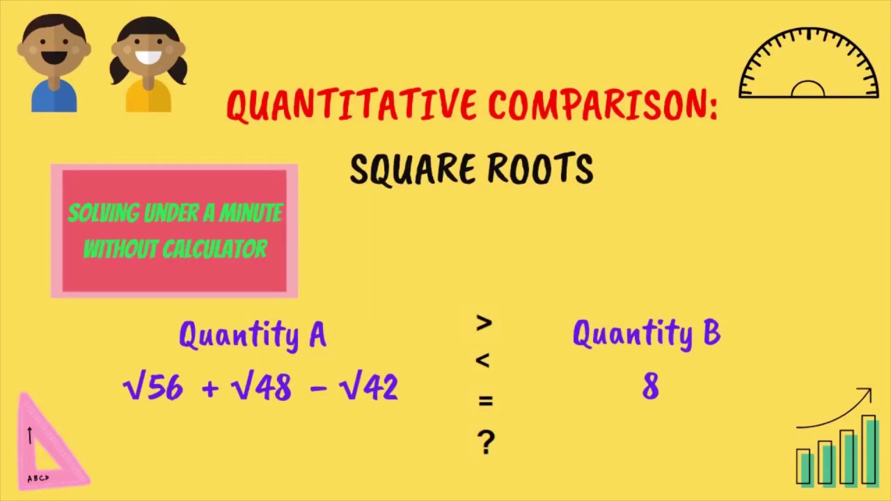 Square roots | Tricky quantitative comparison problem with square roots | GRE, GMAT, SAT, ACT, CAT