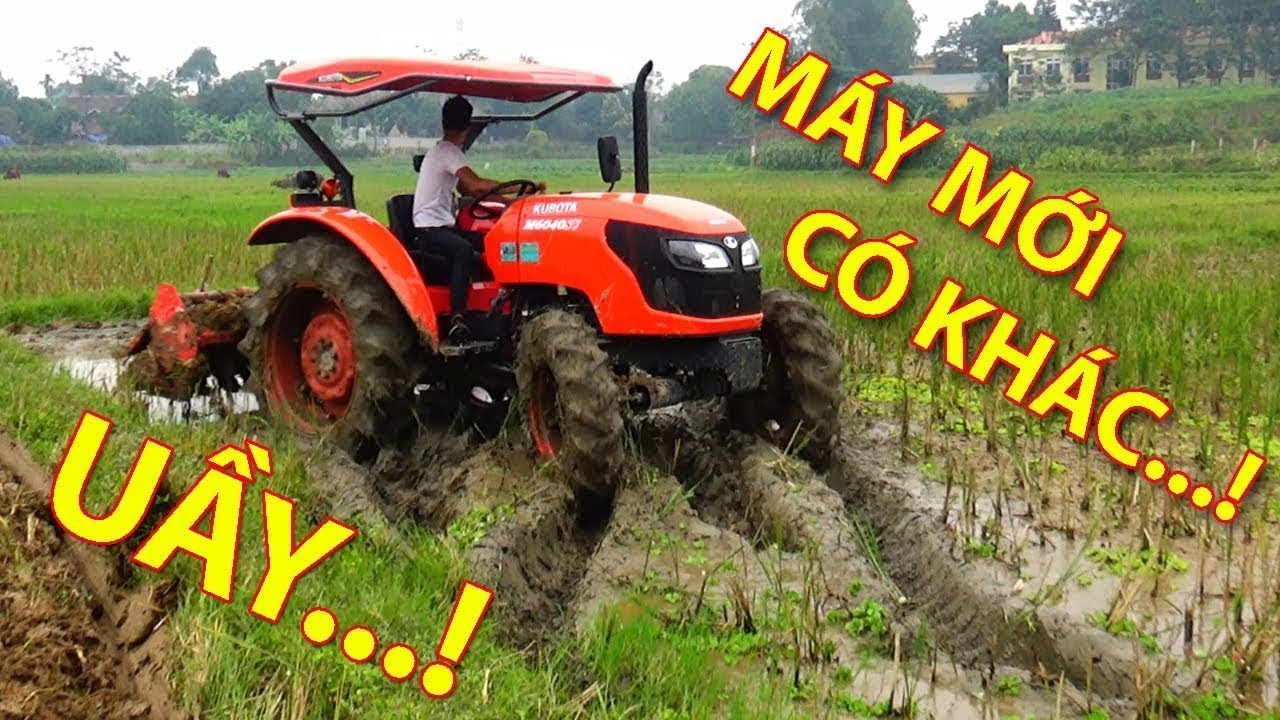 máy cày, xe máy cày, may cay, máy cày ruộng - LÀM VIỆC - Tractor at work