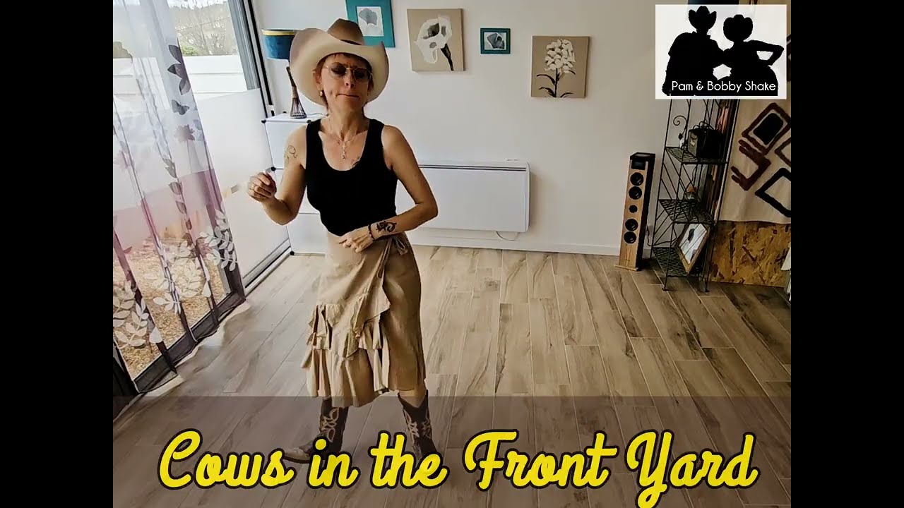 Cows in the Front Yard - country line dance (monterey turn  and V step)