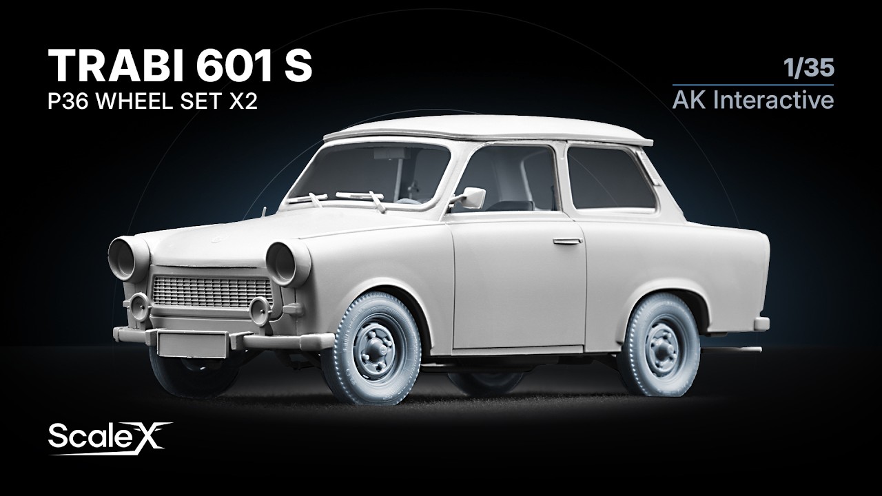 ScaleX Trabi 601 S  P36 Wheel Sets Preview. WM-35031 Ordinary and WM-35031W Weighted, AK Interactive