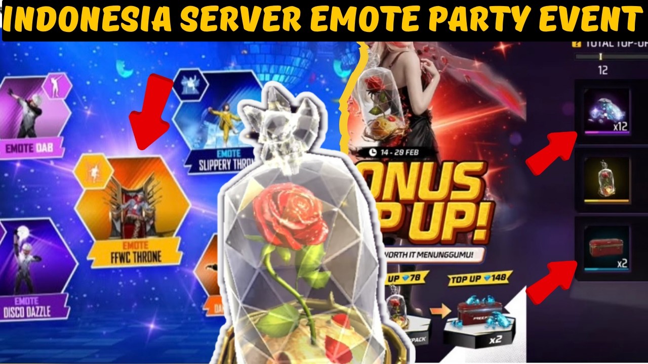 FF Indonesia Server 😱 Emote Party Event + NEXT Top-Up Event! | New Event Today