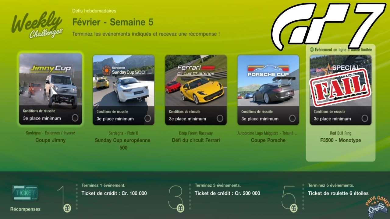[PS5] 4 Victoires 🏆, 1 Désastre 😭 : Ma pire course sur GT7 🏎️ - Février Semaine 5