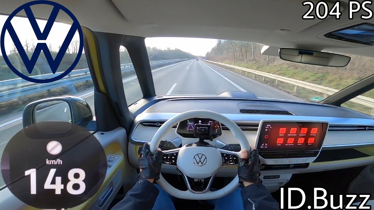 2023 VW ID.Buzz Pro (204 PS) POV Testdrive AUTOBAHN Beschleunigung & Topspeed