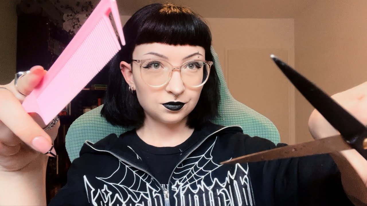 ASMR 🖤 goth girl gives you a hair cut in the school bathroom