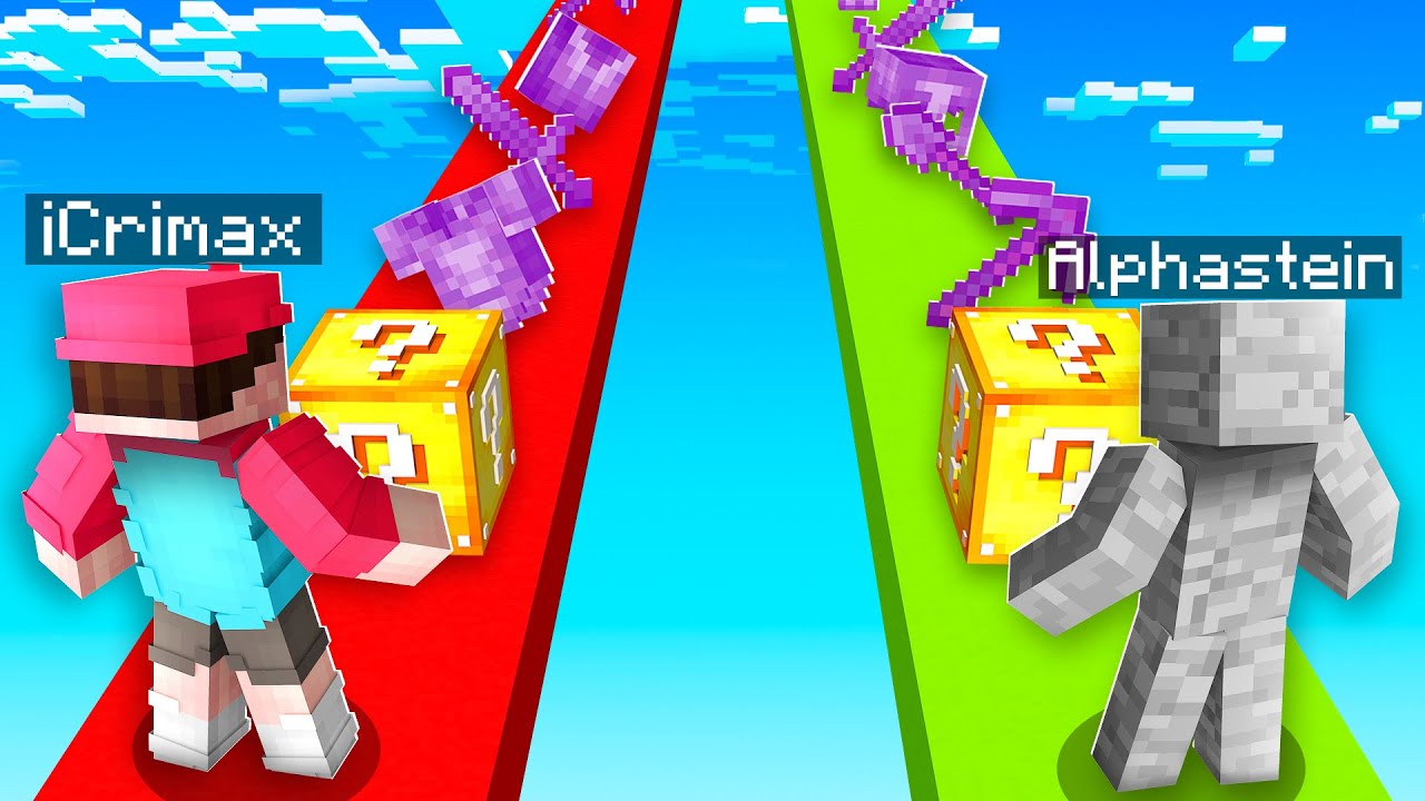 ICRIMAX vs ALPHASTEIN in LUCKY BLOCK RACE! (Minecraft)