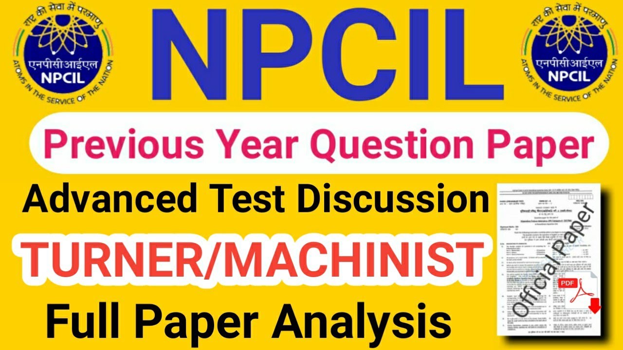 NPCIL Advanced Paper For ITI Turner/Machinist Category-II ST/TM || NPCIL ITI Maintainer Question