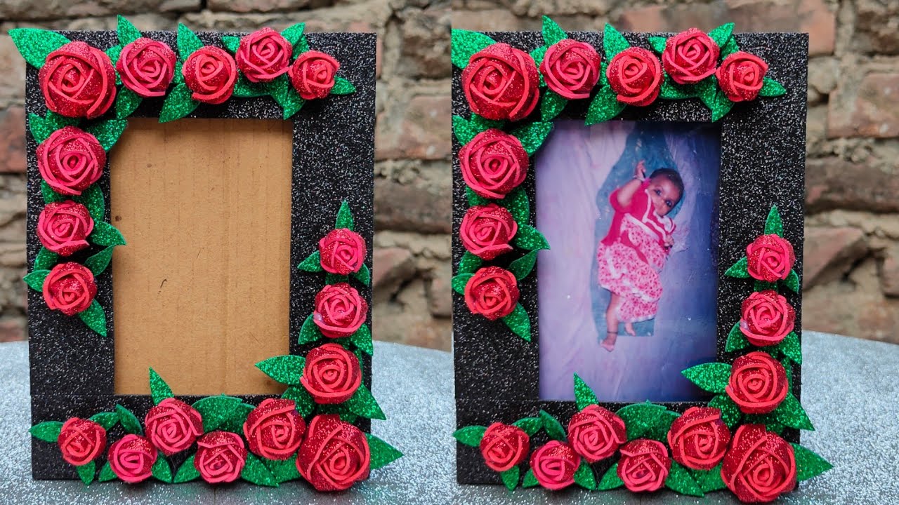How to make photo frame at home with waste materials. DIY photo frame ideas. Cardboard craft. #diy