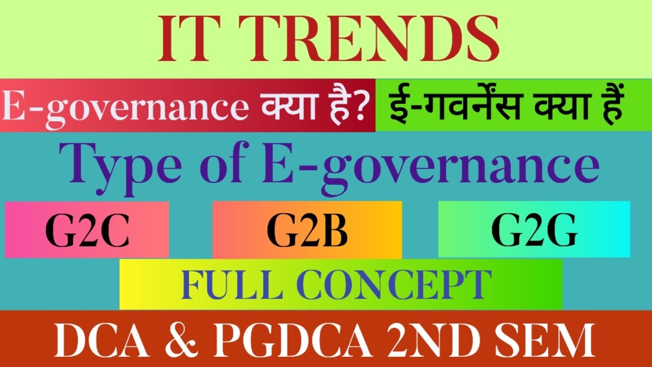 ई-गवर्नेंस क्या हैं | what is E-governance | Type of E-governance | DCA & PGDCA 2ND SEM