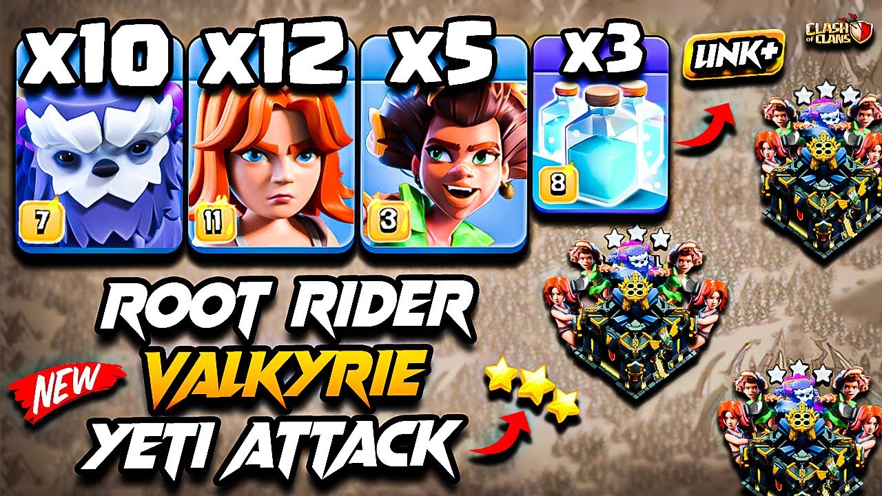 TH17 Attack Strategy With (ROOT RIDER + VALKYRIE + YETI) Clash Of Clans | Town Hall 17 Attack 2025