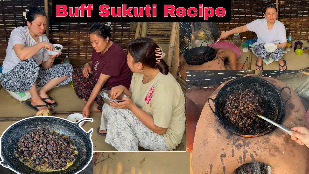 Buff Sukuti Recipe॥Balla maitighar aaipugerw Dd Baini milerw sukuti ko achar banaim🤗#villagevlog