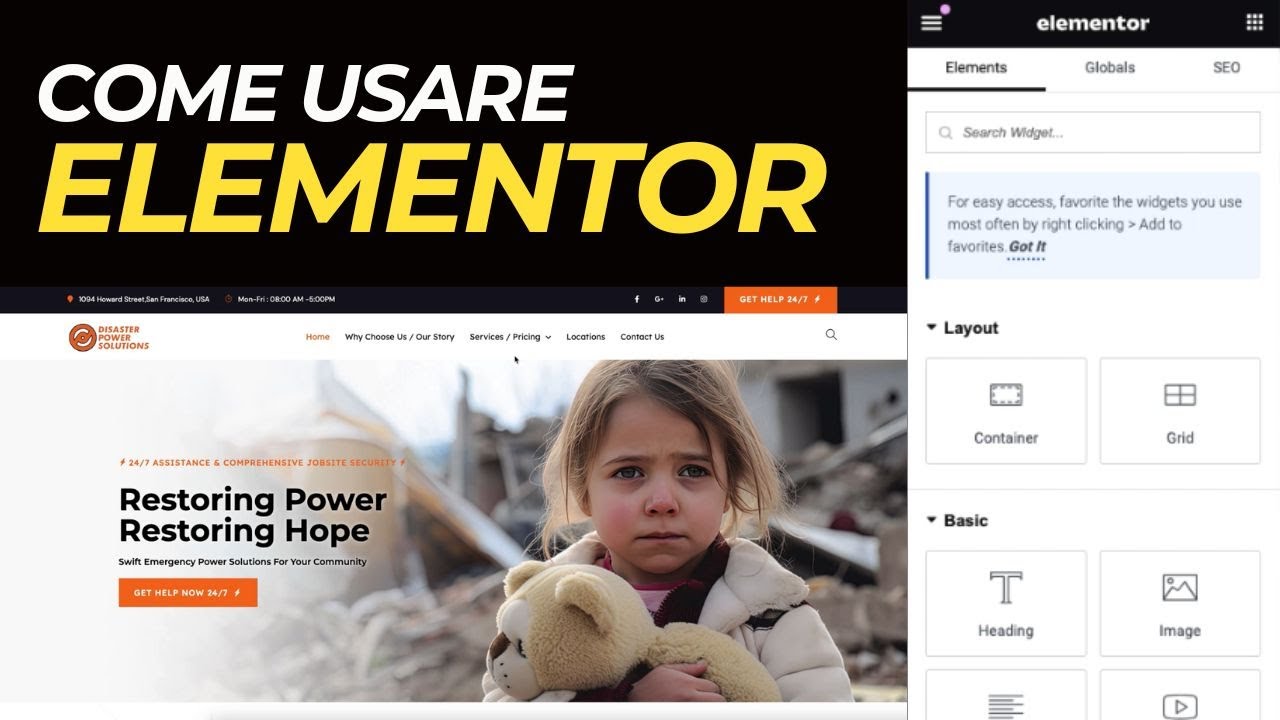 Come si usa con Elementor per fare un sito Wordpress Tutorial Italiano