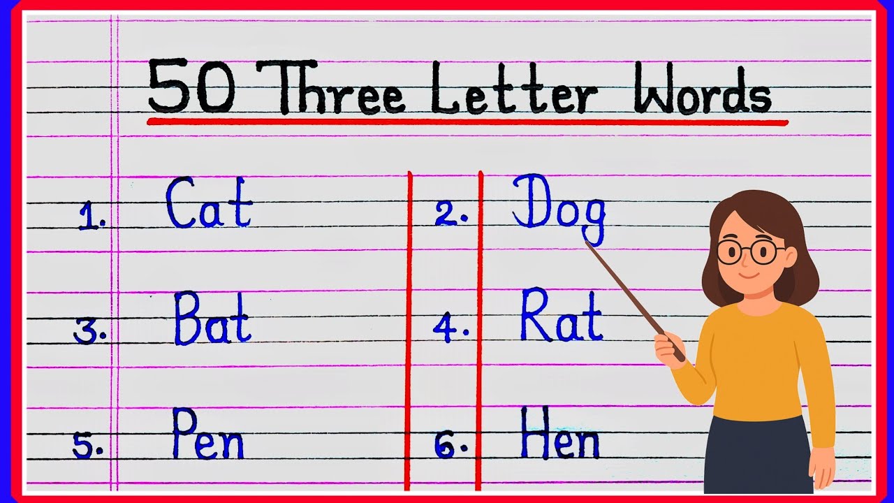 50 Three Letter Words in English || Three Letter Words List || 50 Three Letter Words