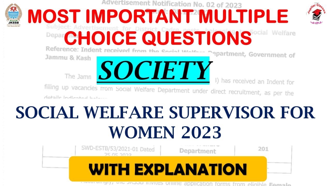 MCQ's of Society with Explanation by Rohit Sir || JKSSB #jupiterclasses #jkssbsupervisor