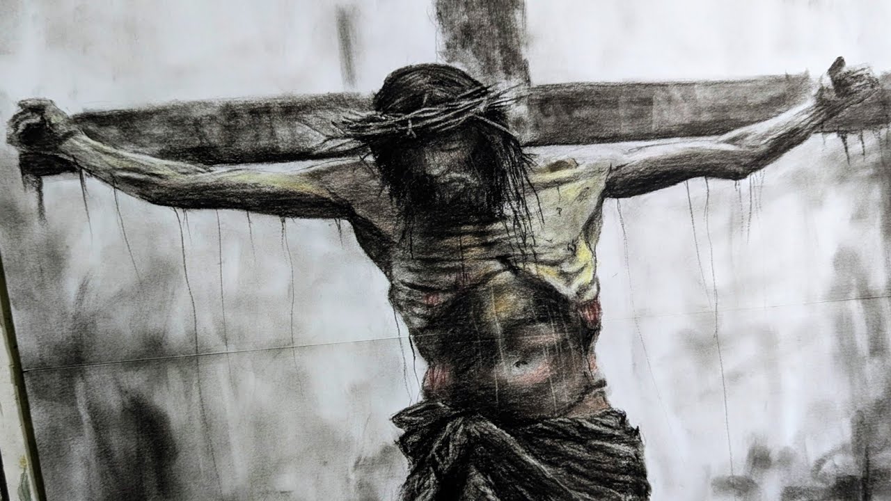 Drawing Jesus Christ in Charcoal | Time Laps 