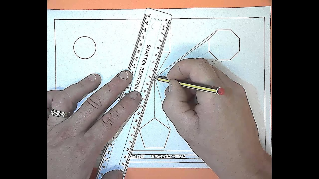 6 shapes drawn in 1 point perspective