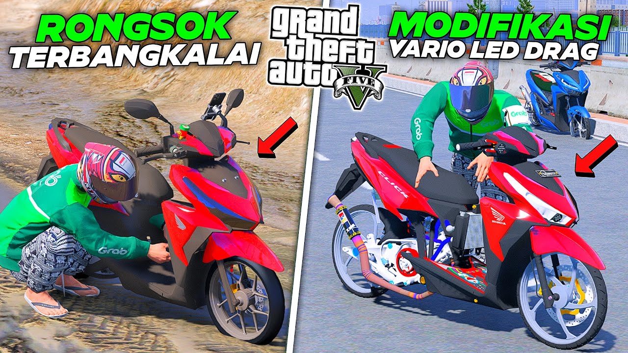 Aku MODIFIKASI Motor VARIO LED Drag Langka Untuk Ikut Balapan DRAG RACE Di Kota  - GTA 5 MOD