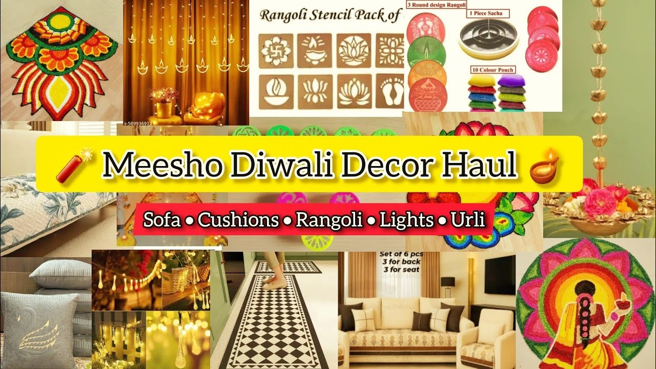 Meesho Diwali Decor Haul 2025 🪔 | Affordable Home Makeover Ideas ✨ Sofa cover&bull;Rangoli&bull;Lights&bull;Urli