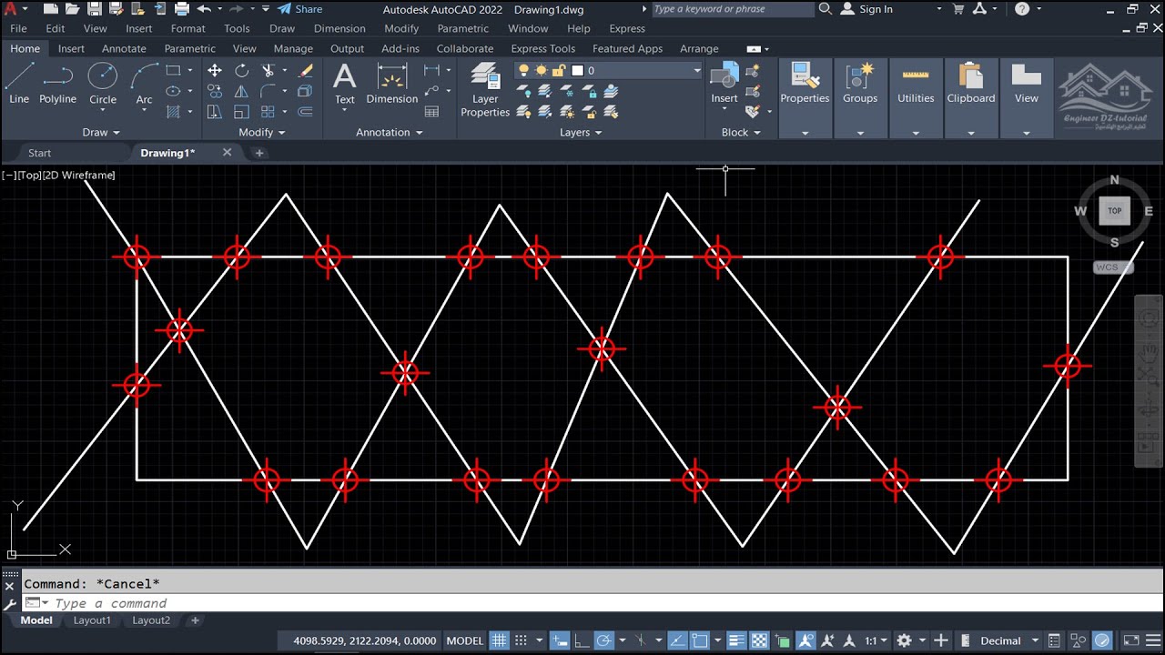 ليسب (Lisp) ممتاز لعمل النقاط عند تقاطع الأشكال دفعة واحدة على برنامج AutoCAD