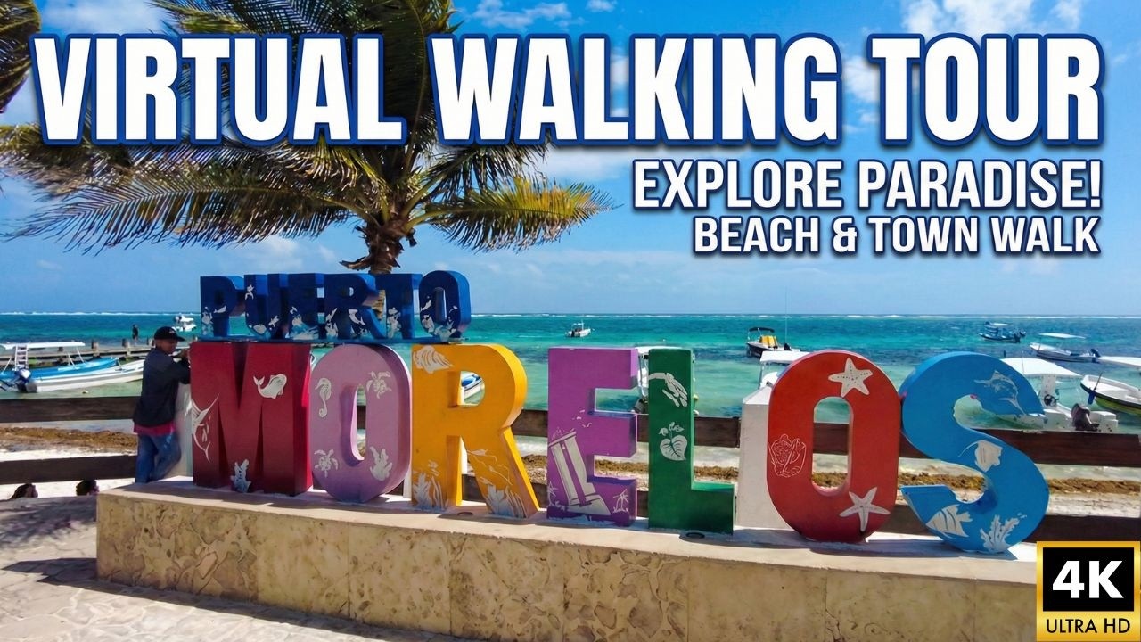 Puerto Morelos Centro Walk 4K (Quiet Riviera Town)