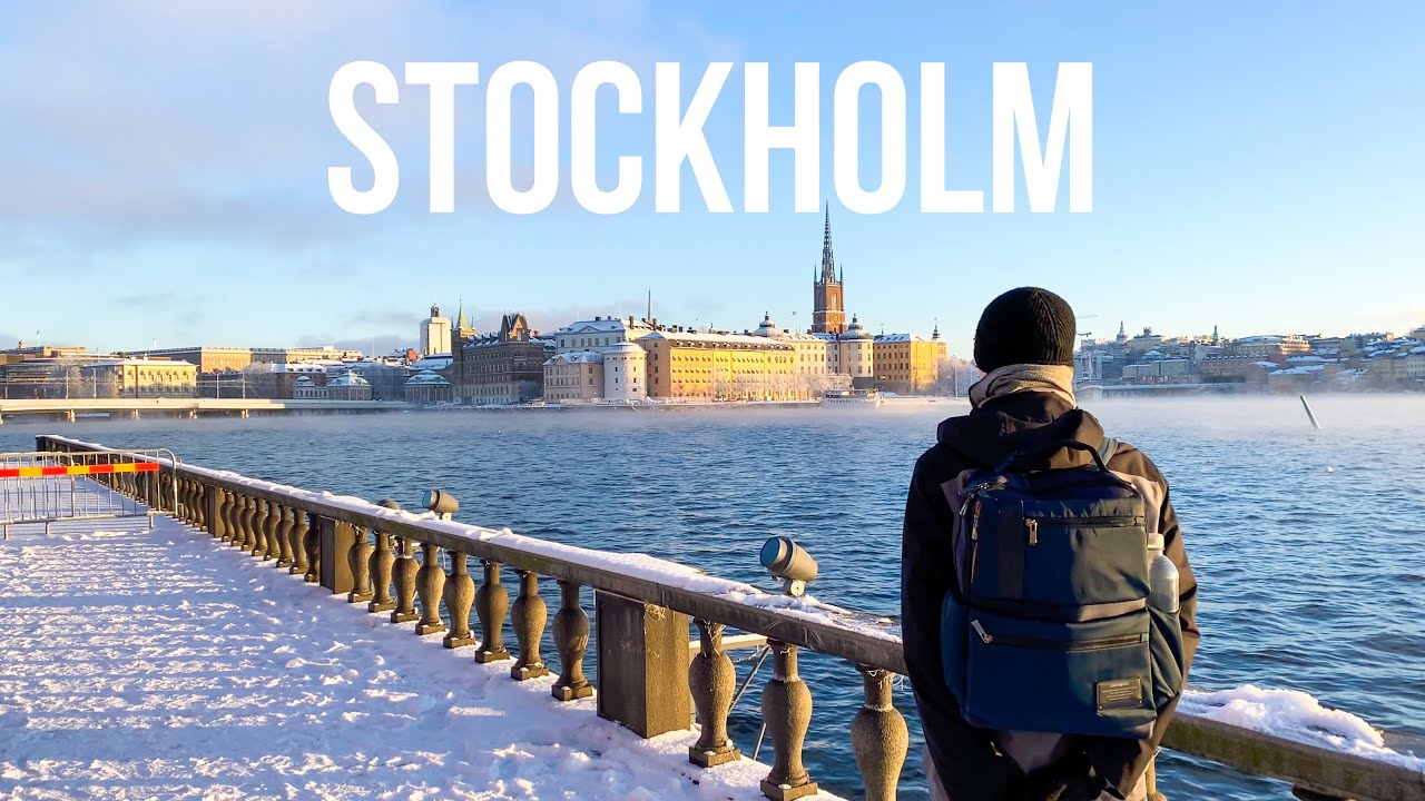 Cold and Sunny Winter Walk in Stockholm, Sweden (4K, 60fps)