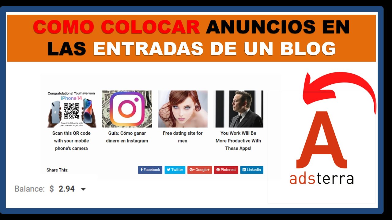 Como COLOCAR anuncios en las ENTRADAS de UN BLOG facil paso a paso 2023 - ADSTERRA