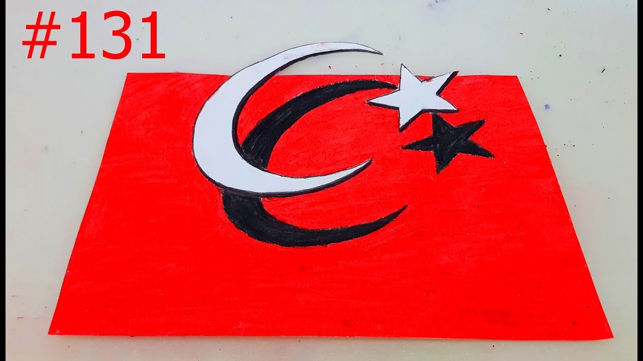 3D ÇİZİM / 3 BOYUTLU ÇİZİMLER / BAYRAK ÇİZİMİ / AY YILDIZ ÇİZİMİ  #131