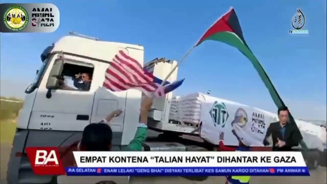 LIPUTAN TV AL HIJRAH : TRUCK BANTUAN MAKANAN MASUK KE GAZA