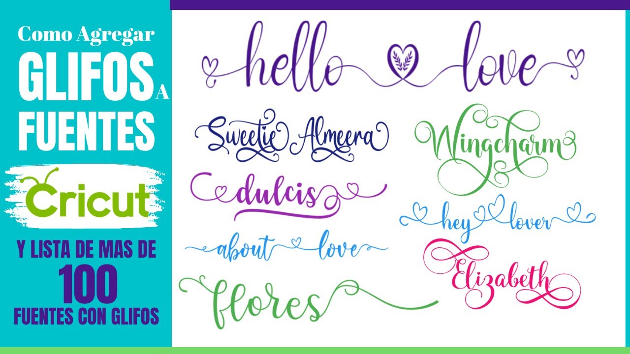 Como Agregar Glifos a Letras y Mas de 100 Fuentes con Glifos, Risos y Caracteres Especiales -Cricut