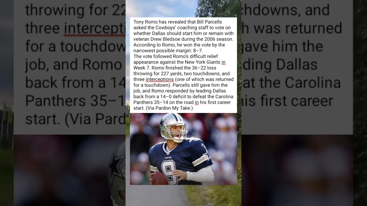 The 8&ndash;7 Vote That Changed Tony Romo's Career #americanfootball #nfl #usa
