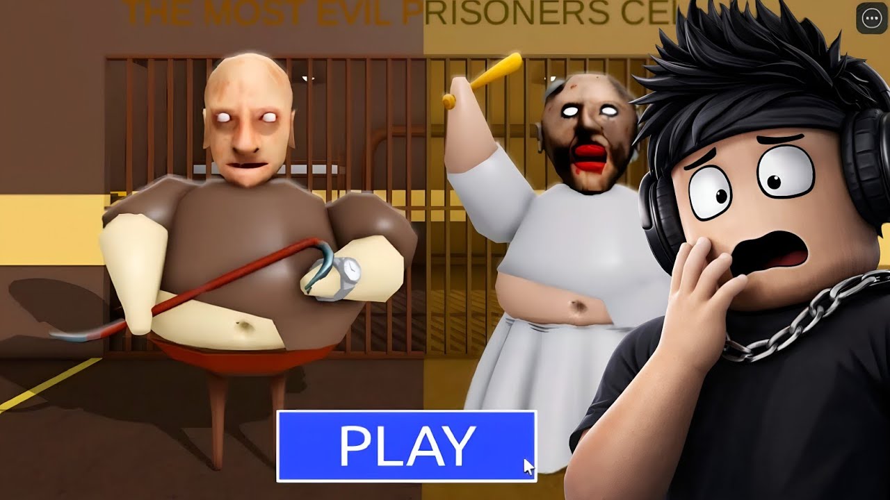 GRANNY VS GRANDPA PRISON RUN OBBY ROBLOX 