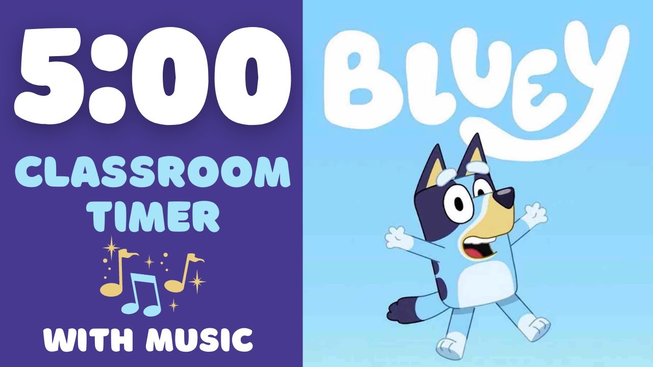 5 Minute Bluey Classroom Timer With Music 🎵 | Kids Cartoon Show Countdown