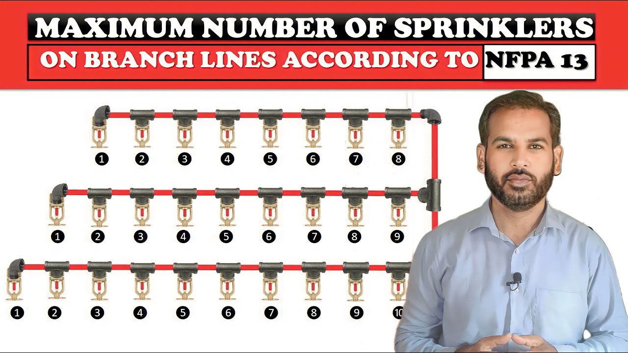Maximum Number of Sprinklers on Branch Lines according to NFPA 13 in Urdu