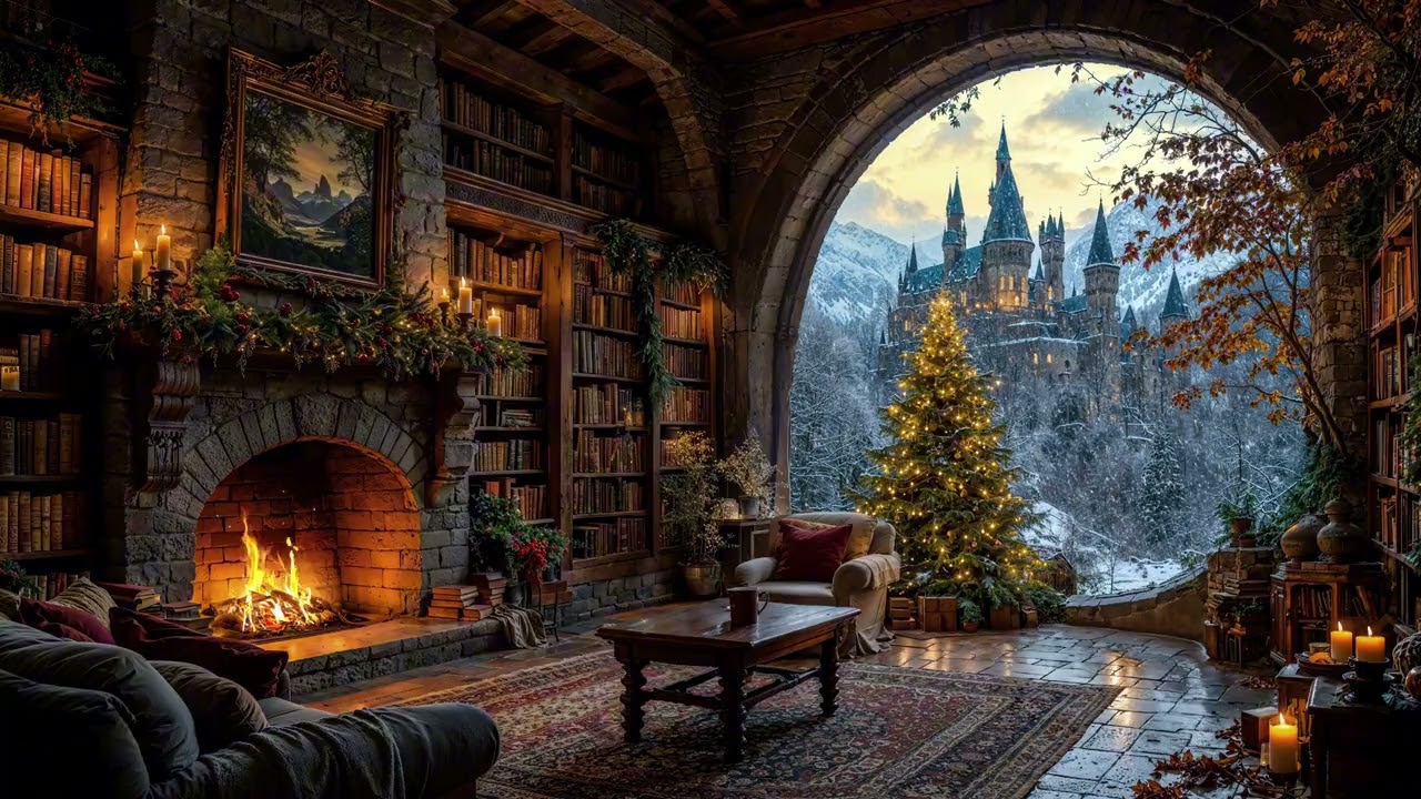 Christmas Fireplace Snowfall Ambience ❄🔥✨ Cozy Winter Atmosphere for Deep Sleep & Relaxation