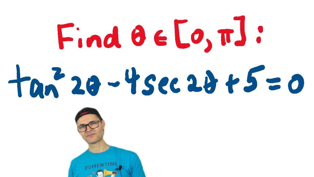 Find theta, between zero and pi (quadratic trigonometric equation with double angle)