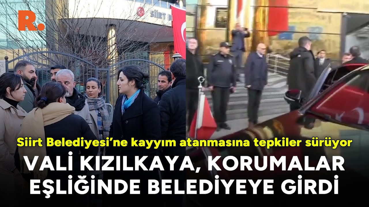 Siirt Belediyesi'ne kayyım atandı: Protesto edilen Vali Kızılkaya, korumalarla belediyeye girdi