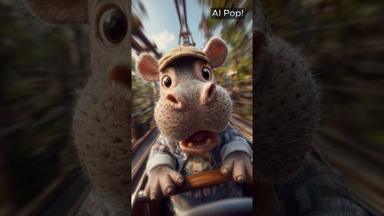 AI Pop! | Hippo&rsquo;s First Rollercoaster Ride 🦛🎢 #AIPop #Shorts