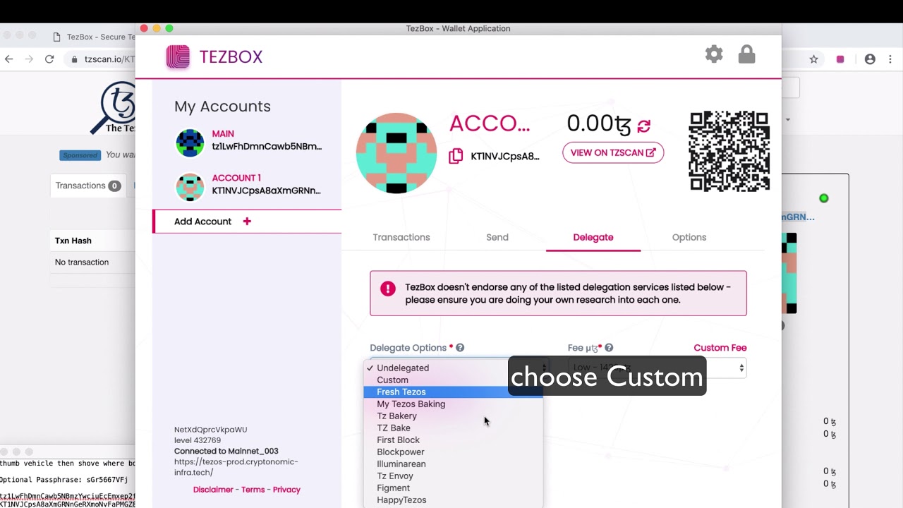 How to Delegate Tezos with TezBox Wallet