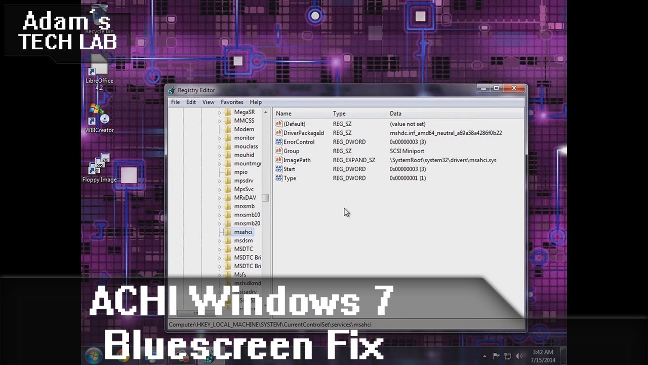 AHCI Windows 7 Bluescreen Fix
