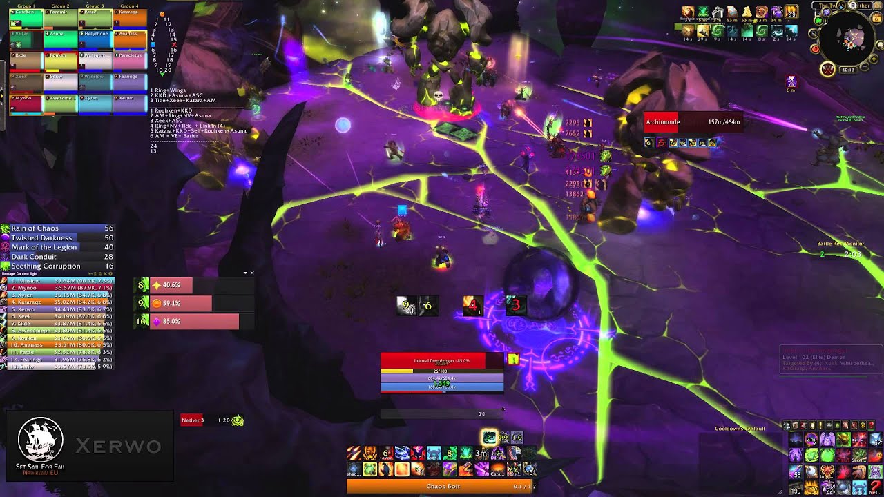 set sail for fail vs. Archimonde Mythic, Destruction Warlock PoV - World #17