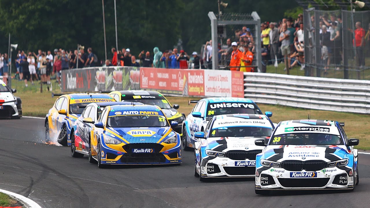 Drama as BTCC title rivals Sutton and Ingram clash as Colin Turkington wins Oulton Park Race 3