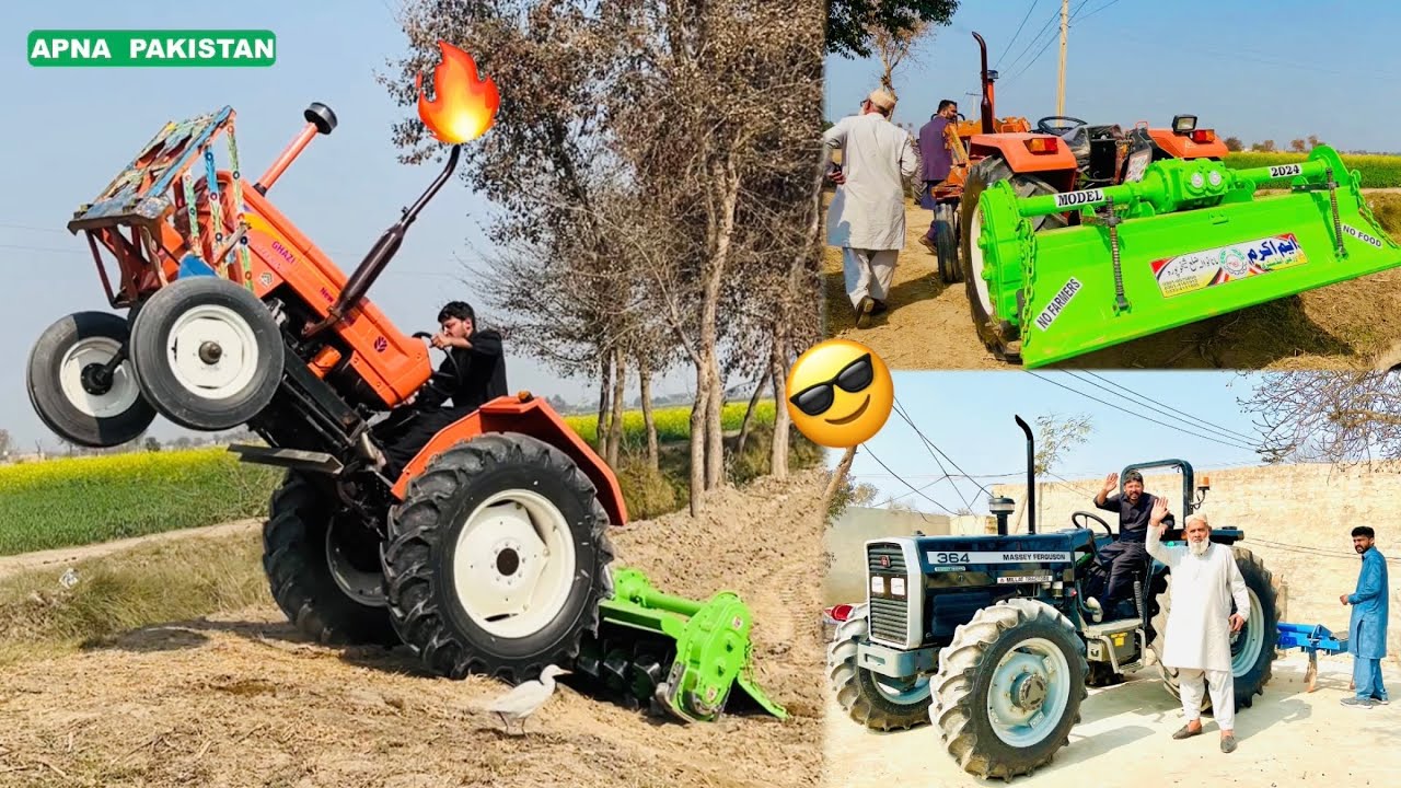 MF364 Modified Review.Al Ghazi Tractor Stunt by yasir Sandhu.Malti Speed Rotavator.APNA PAKISTAN