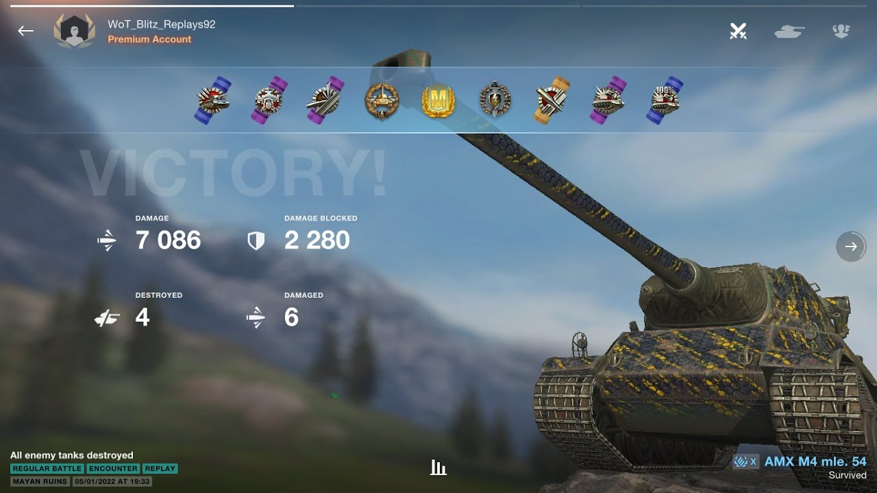WoT Blitz UZ Gaming - AMX M4 mle. 54 ● 7086 Damage - 4 Kills