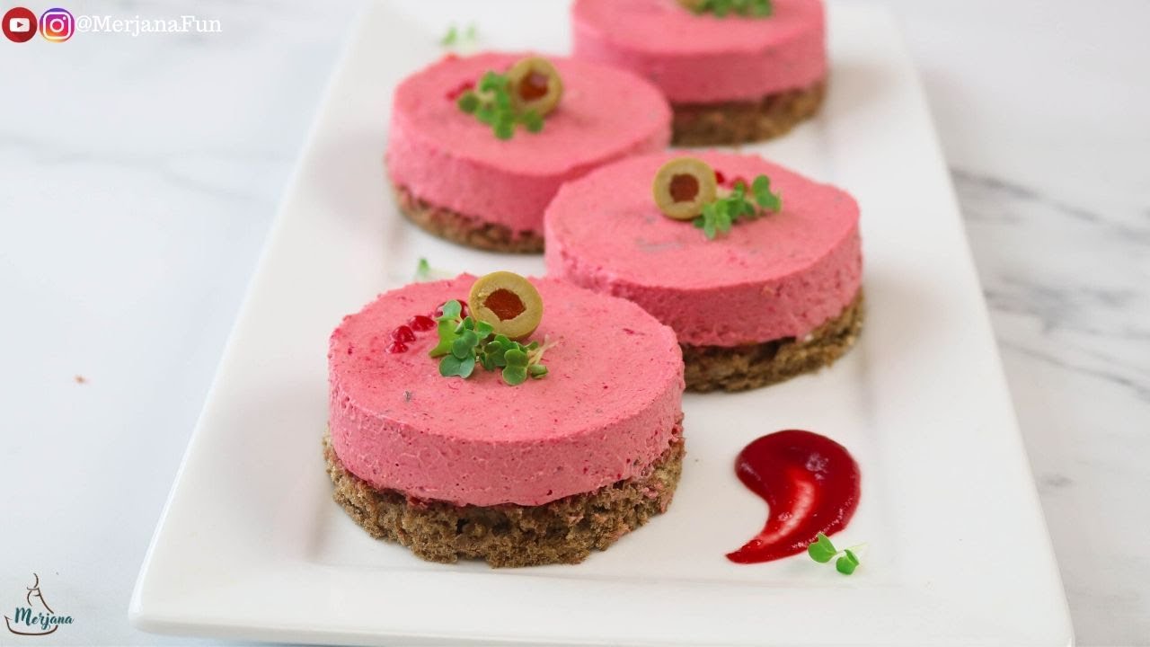 مملحات بريستيج 2020: مملحات رمضانية بالجبن تشيزكيك مالح بالشمندر | Beetroot mini Savoury Cheesecake