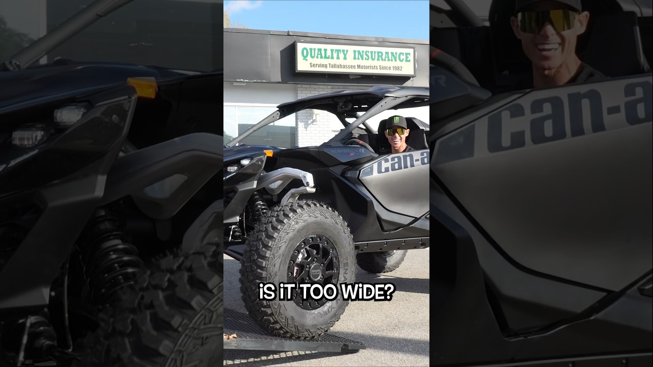 Brian Deegan picking up his brand new Can-Am Maverick R!! Tight squeeze onto the trailer! #canam